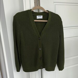 Old Navy Dark Green Chunky Knit V-neck Cardigan Sweater